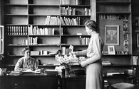 Madelon van Toulon van der Koog and Machteld Matthes,staff members of the IAV. Amsterdam 1936 